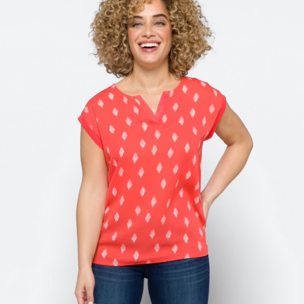 Paper moon Reece Mixed Material Blouse - Coral - Size Xsmall
